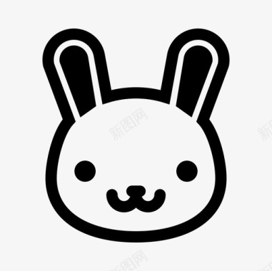 填充兔子动物兔子脸图标图标