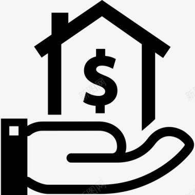 手上有美元标志的房子财务状况满满当当图标图标
