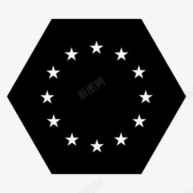欧盟旗帜世界六边形旗帜字形图标图标