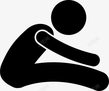 伸展男人在地板上伸展锻炼例行图标图标
