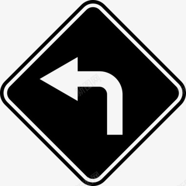 左转路标箭头黑色路标图标图标
