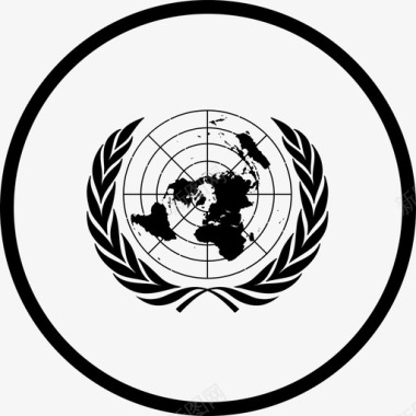 圆形轮廓联合国旗帜组织图标图标
