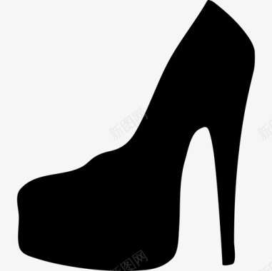 鞋跟优雅女性的鞋形轮廓从侧面看形状超图标图标