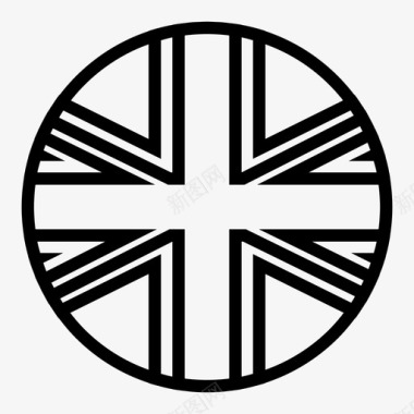 英国大本钟英国国旗世界国旗圆形轮廓图标图标