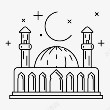 避难所清真寺建筑穆斯林图标图标