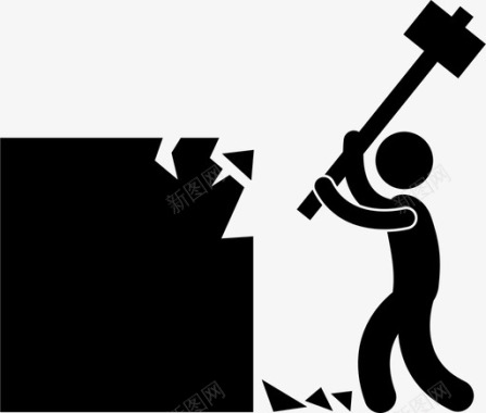 沉船用锤子摧毁人类用大锤沉船图标图标