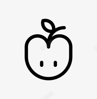 半苹果果实叶图标图标