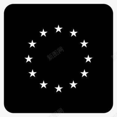 欧盟图标欧盟旗帜世界圆形方形旗雕文图标图标