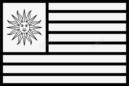 矩形乌拉圭国家国旗图标图标