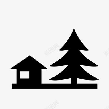森林小屋房屋狩猎图标图标