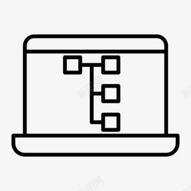 笔记本电脑工作流程头脑风暴业务图标图标