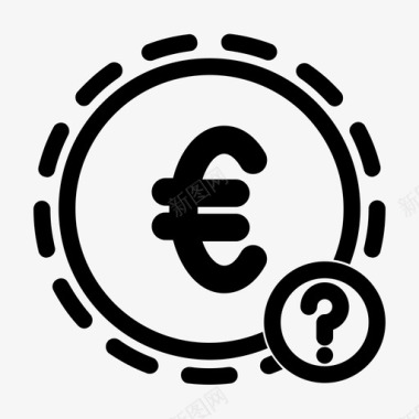 信用卡支付未知货币欧元在线图标图标