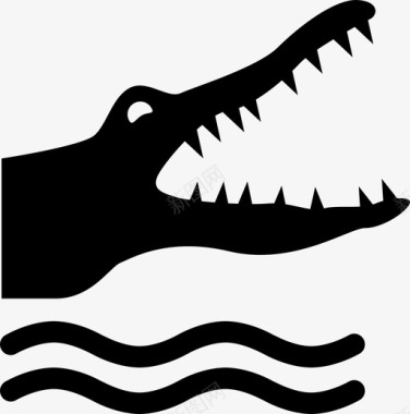 鳄鱼警告标志鳄鱼当心图标图标