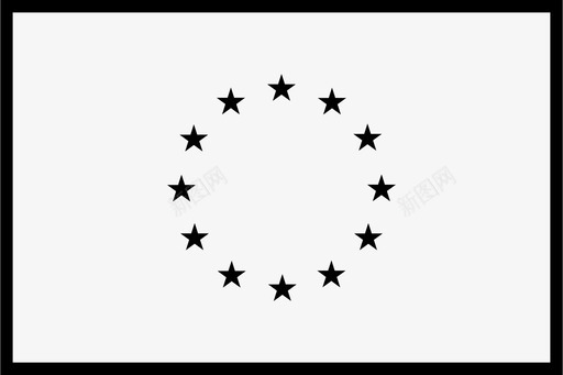 欧盟图标欧盟旗帜世界矩形旗轮廓图标图标