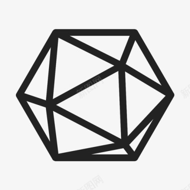 水晶石几何形状二十面体图标图标