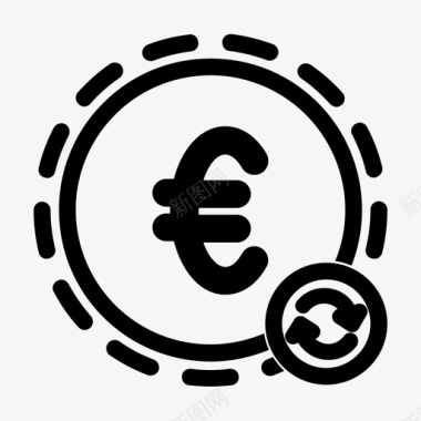 信用卡支付货币刷新欧元在线图标图标