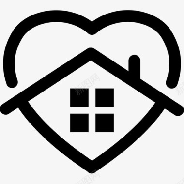 房子主页免抠png家房子心脏图标图标