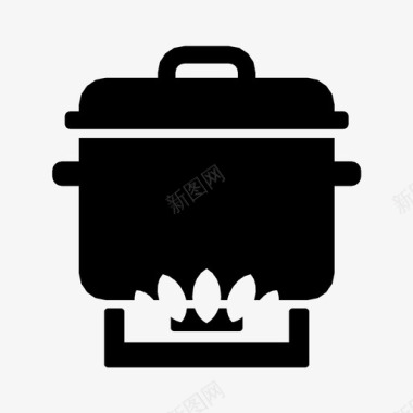 平底锅烹饪荷兰烤箱油炸图标图标