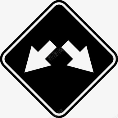 双向路标箭头黑色路标图标图标