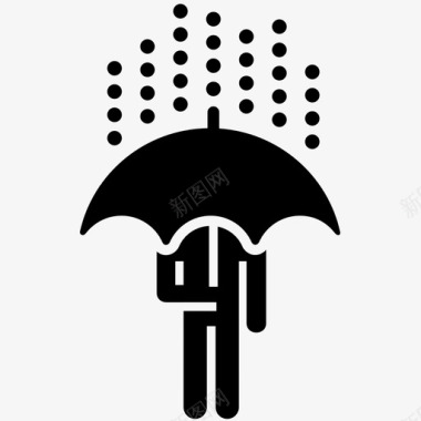 冬天冷伞盖雨图标图标
