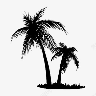 水墨凉亭棕榈树乔木凉亭图标图标