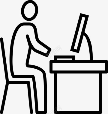 电脑的人办公桌上的人员工图标图标