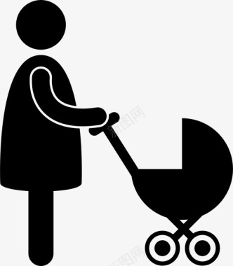 母亲推婴儿推车母亲身份图标图标