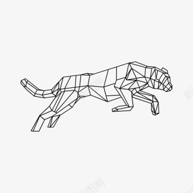 折纸美洲豹动物野兽图标图标