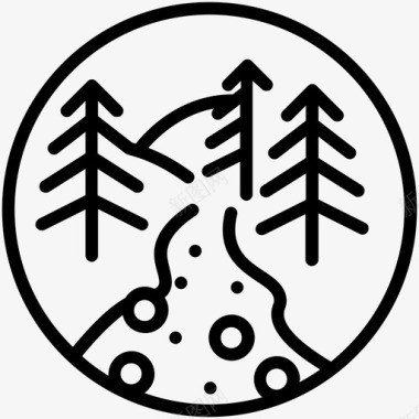 小径森林自然图标图标