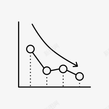 降低运营成本折线图减少向下图标图标