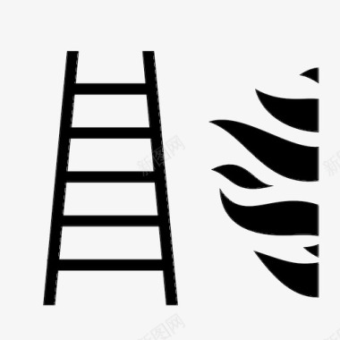 梯子逃生火灾标志警告图标图标
