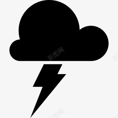 风暴天气象征着带有闪电的乌云超图标图标