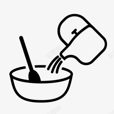 加水搅拌碗烹饪图标图标