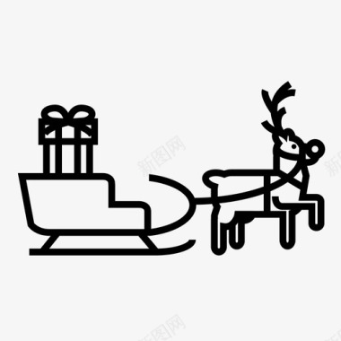 雪橇和鹿圣诞节雪图标图标