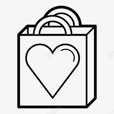 相爱的心购物袋买心图标图标