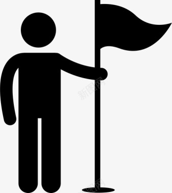 男子高尔夫旗帜场地高尔夫球手图标图标