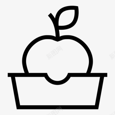 正方形盒午餐盒苹果图标图标
