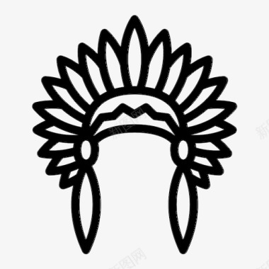 印第安人头饰帽子印第安人图标图标