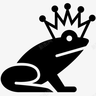 青蛙王子王冠国王图标图标