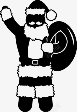 圣诞老人挥手包圣诞图标图标