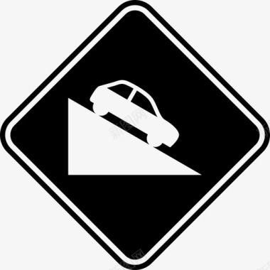 道路两边下坡汽车道路图标图标