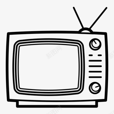 复古复古电视天线电视图标图标