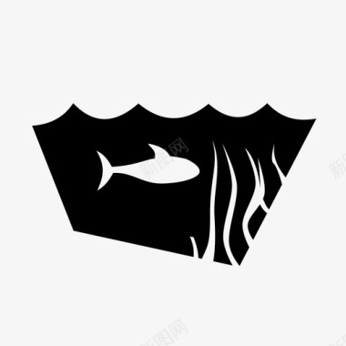 水下鲨鱼海洋海藻图标图标