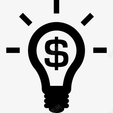 带美元符号的灯泡亮着象征着商业理念商业图标图标