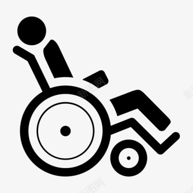 轮椅上的病人残疾医院图标图标