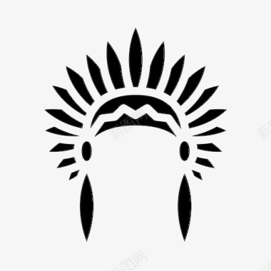 印第安人头饰印第安人感恩节图标图标