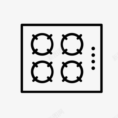 煤气绶煤气炉烹饪热板图标图标