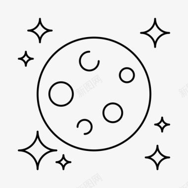 太空月亮夜晚行星图标图标