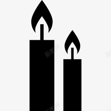 两支燃着的蜡烛工具和用具餐厅图标图标