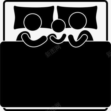 家人一起睡床卧室图标图标